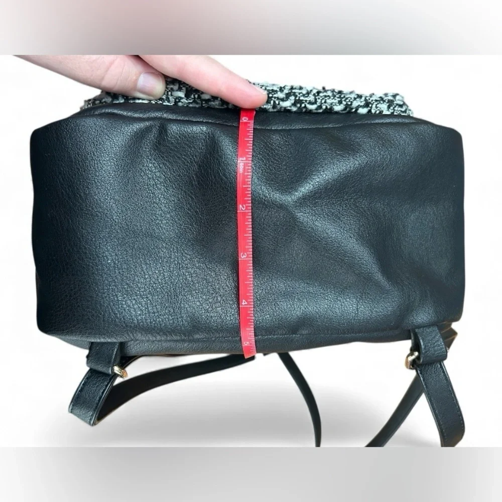 Torrid Elegant Black Faux Leather Backpack With Boucle Sweater Front Pocket
